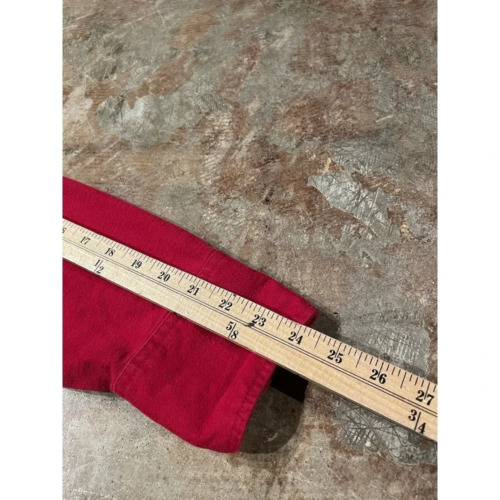 Vintage Lee USA Western Wear Red Pearl Snap Extra Long Tails 70s 80s Sz L/XL *‎